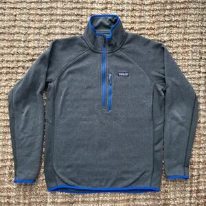 Patagonia Better Sweater Quarter Zip Dark Gray Blue Trim Men’s L Fleece Pullover